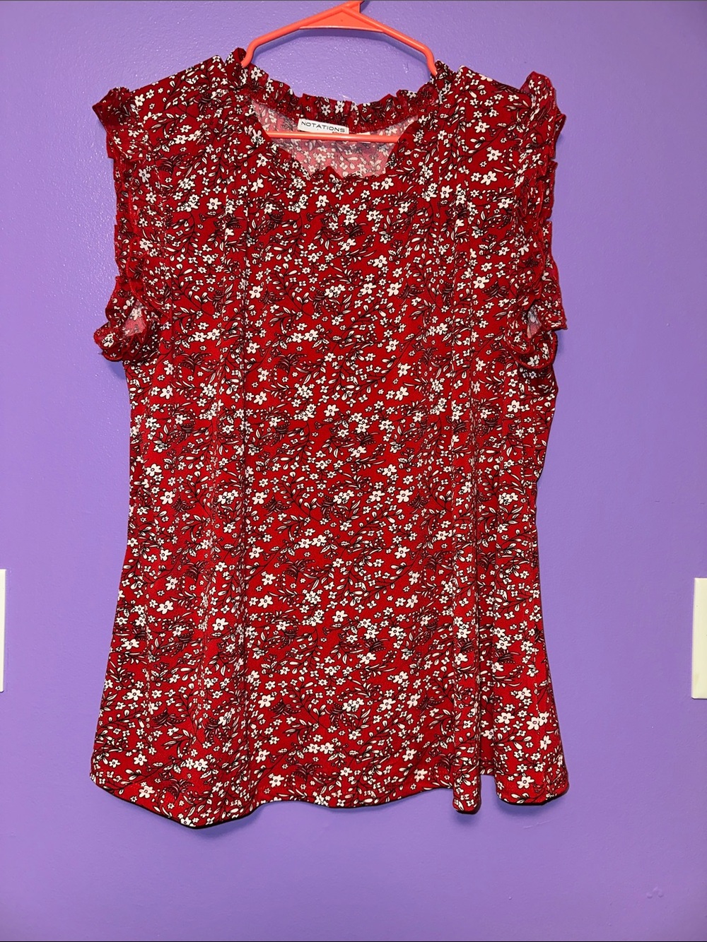 Notations Red Floral Ruffle Sleeve Camisole